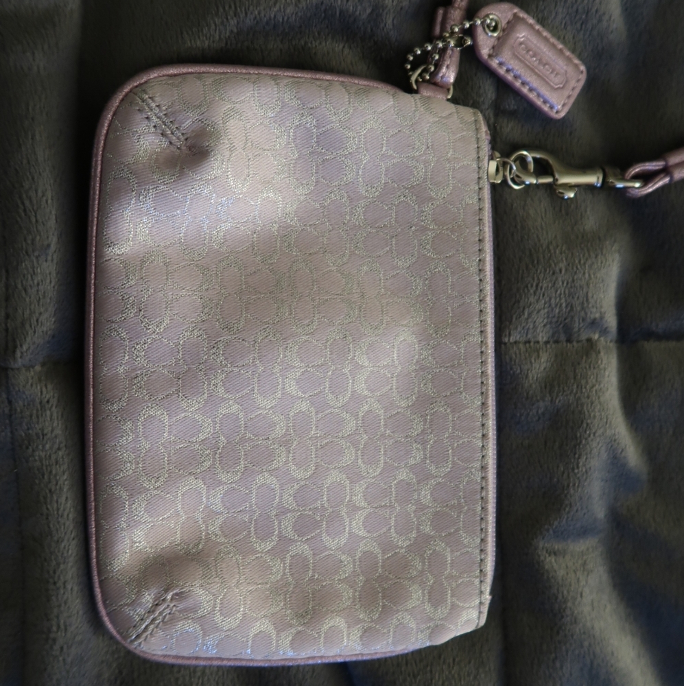 Pink sparkly coach wristlet